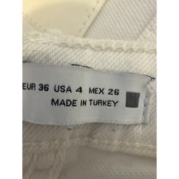 ZARA White Straight Leg Jeans Women’s Size 4 – Raw Frayed Hem – Made in Turkey - Picture 7 of 7